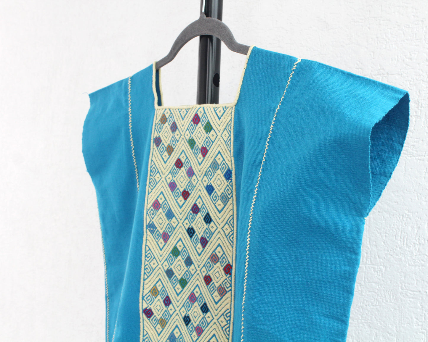 Huipil Corto Laura Azul Beige