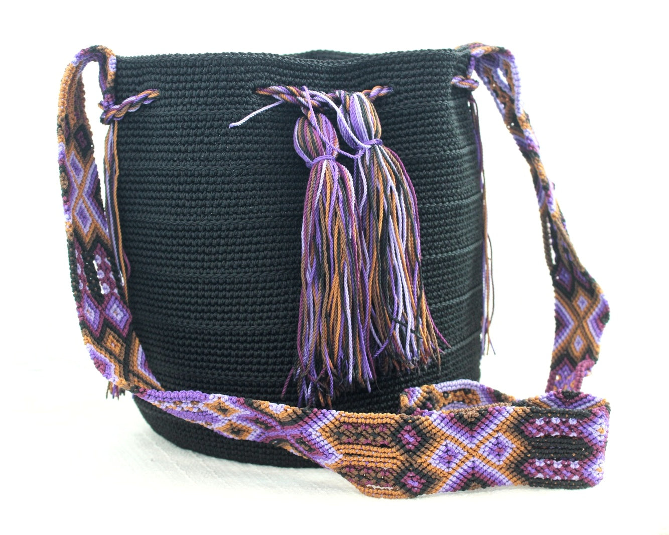 Bolso Morral Negro Morado Lila Café