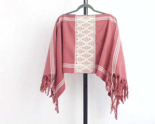 Jorongo Brocado Corazones Rosa Blanco