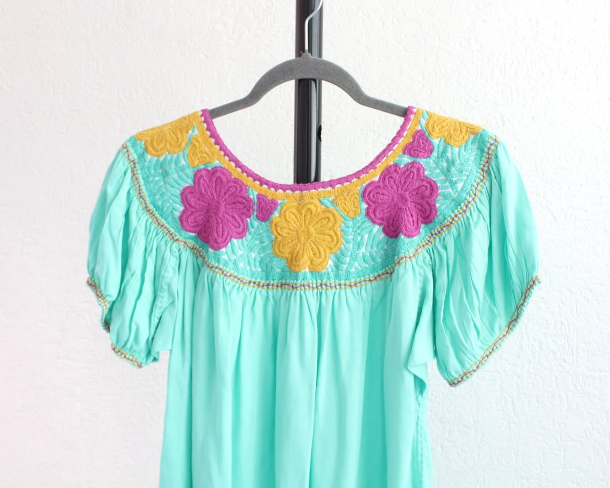 Blusa Aguacatenango Aqua Amarillo Rosa