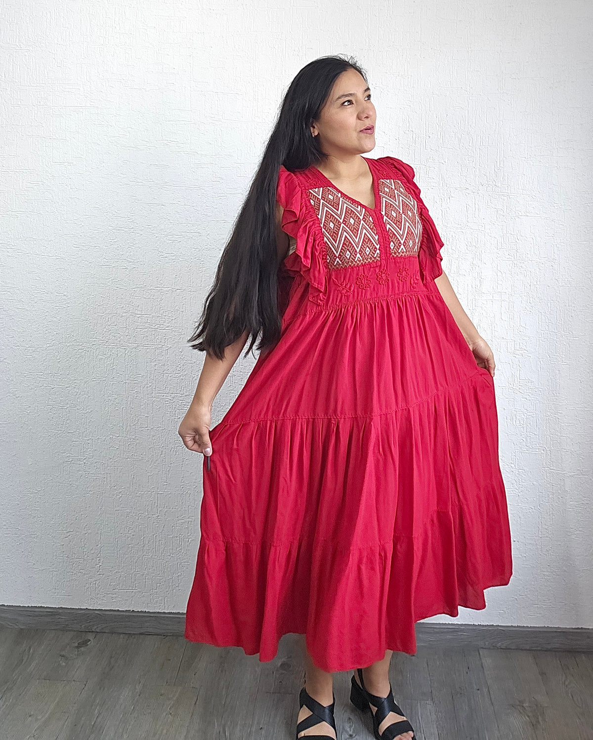 Vestido Antonia Rojo Beige 2XL