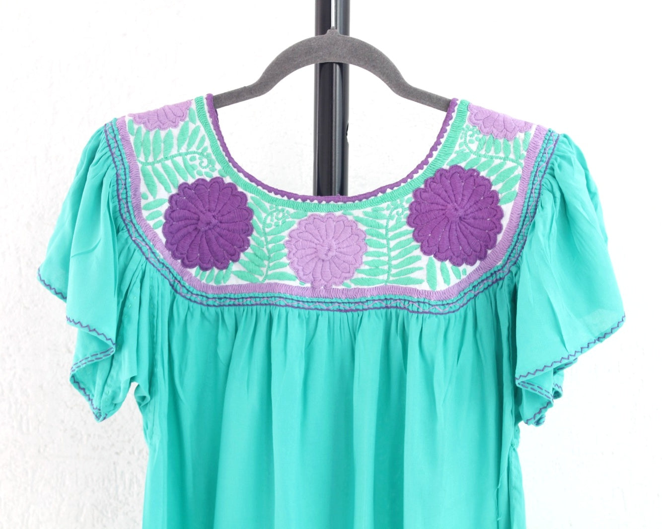 Blusa Aguacatenango Turquesa Morado Lila