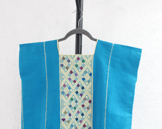 Huipil Corto Laura Azul Beige