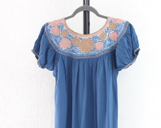 Blusa Aguacatenango Azul Rosa Beige