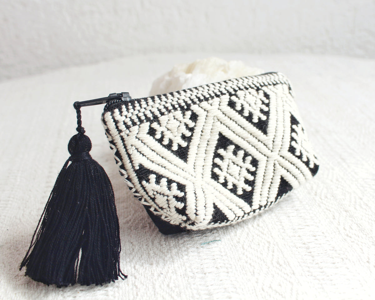Mini Monedero Estrellitas Blanco Negro