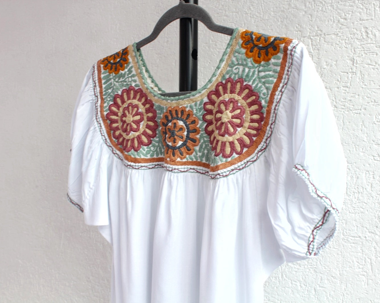 Blusa Aguacatenango Blanco Menta Mostaza