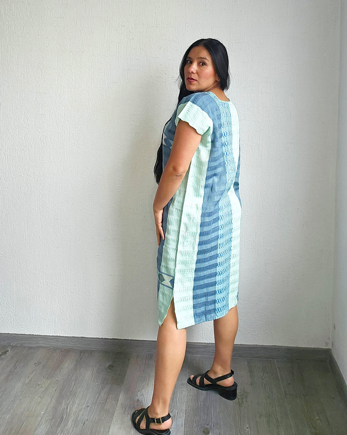Huipil Angela Azul Aqua Unitalla