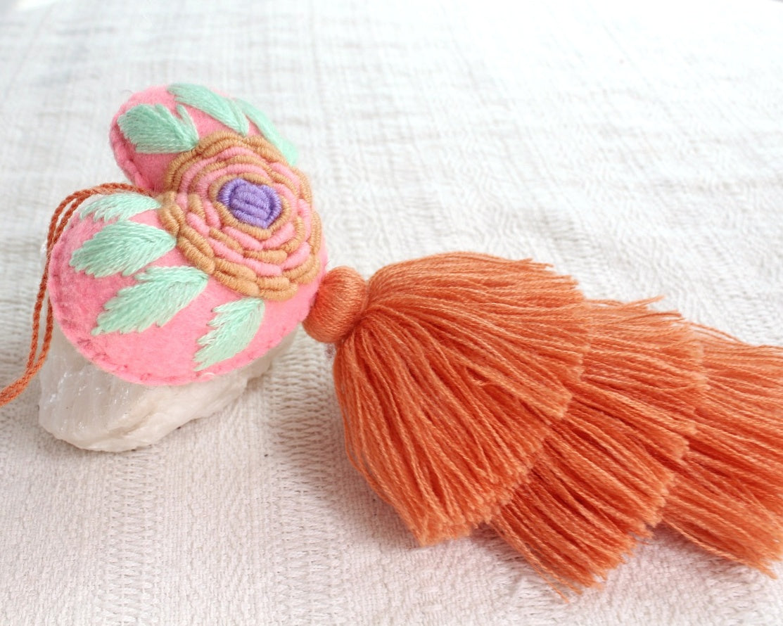 Corazón Flor Rococo Rosa Coral