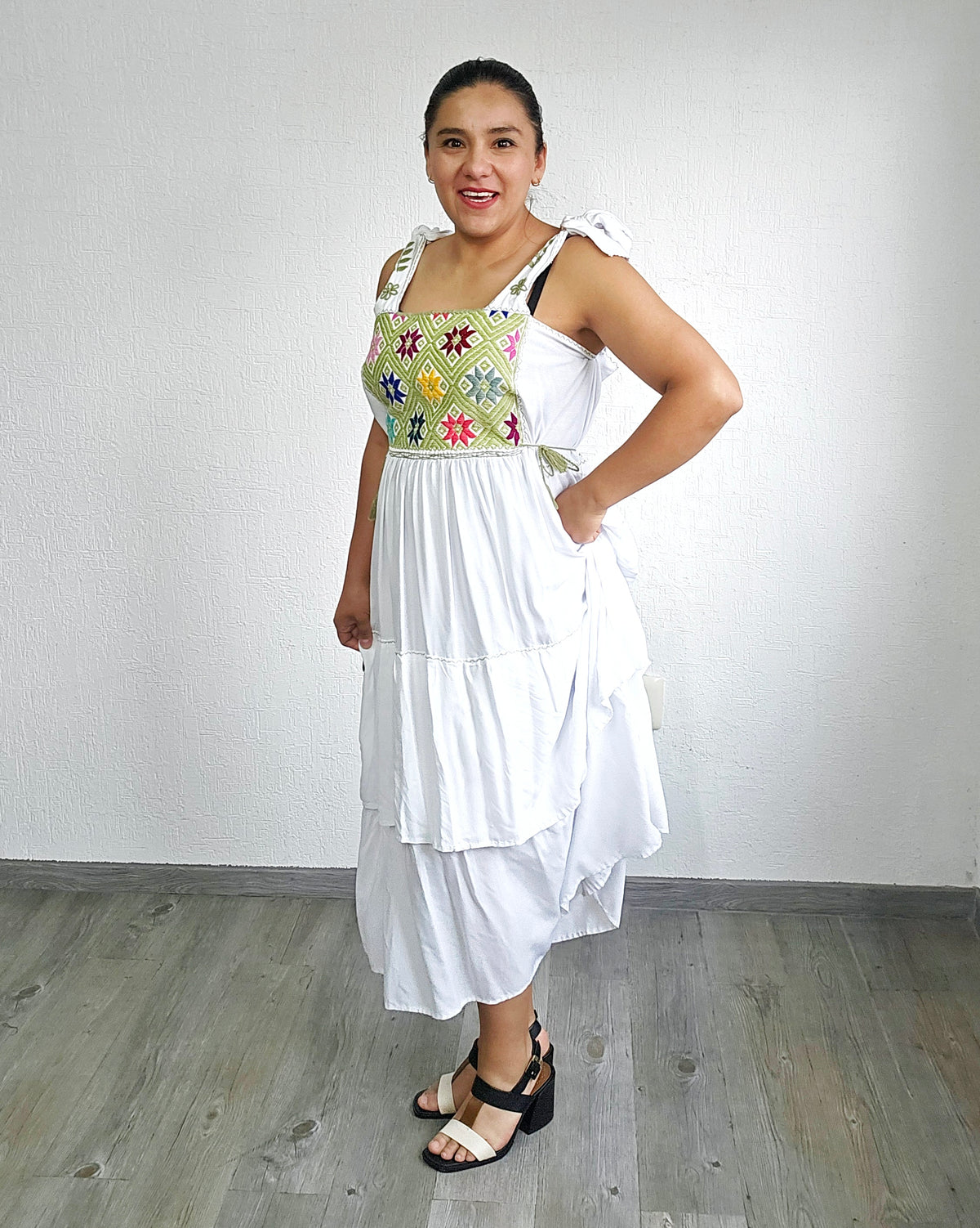 Vestido Fatima Telar Blanco Colores XL -XXL