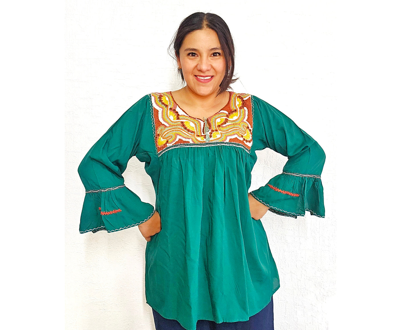 Blusa Leonor Verde Fuerte Unitalla