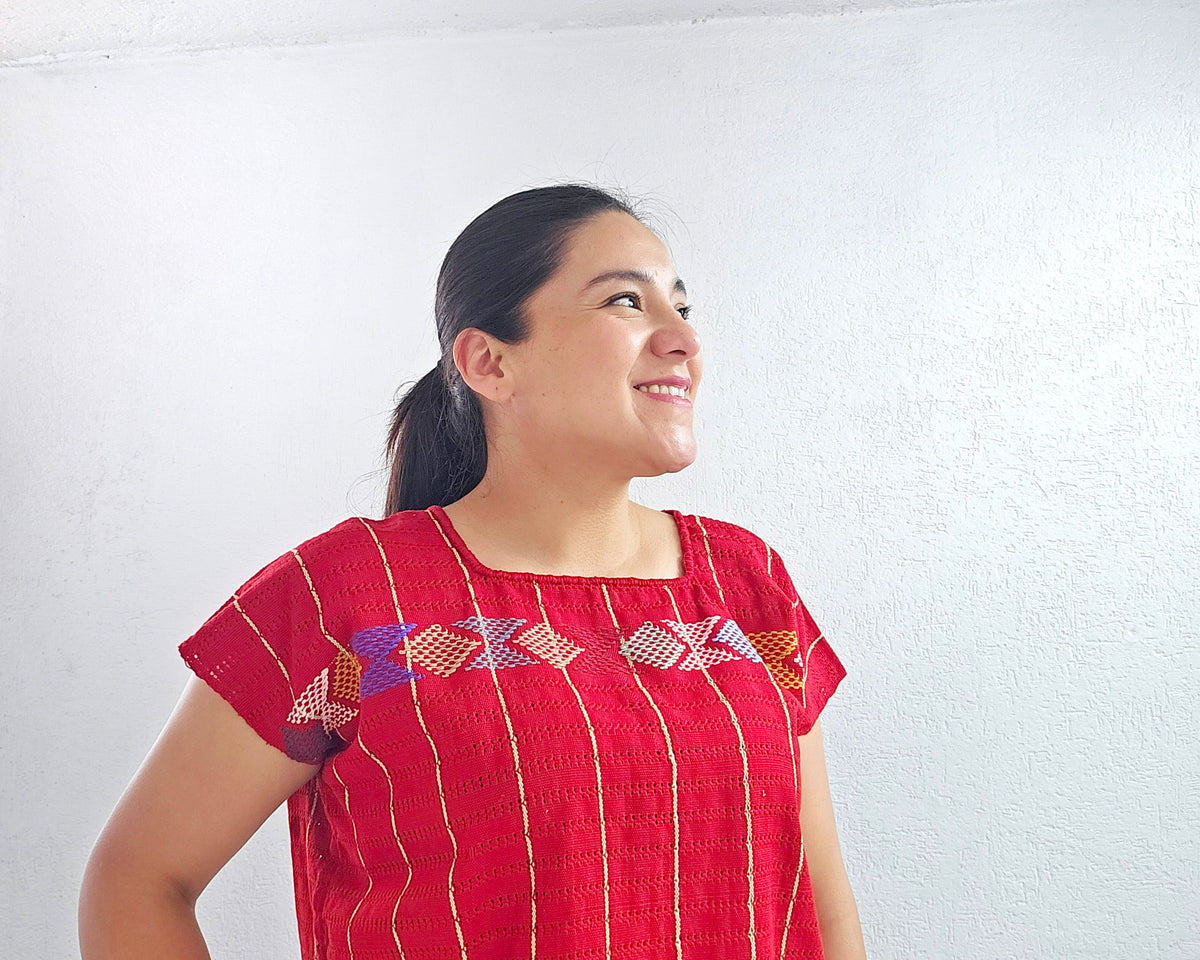 Huipil Angela Rojo Colores XL