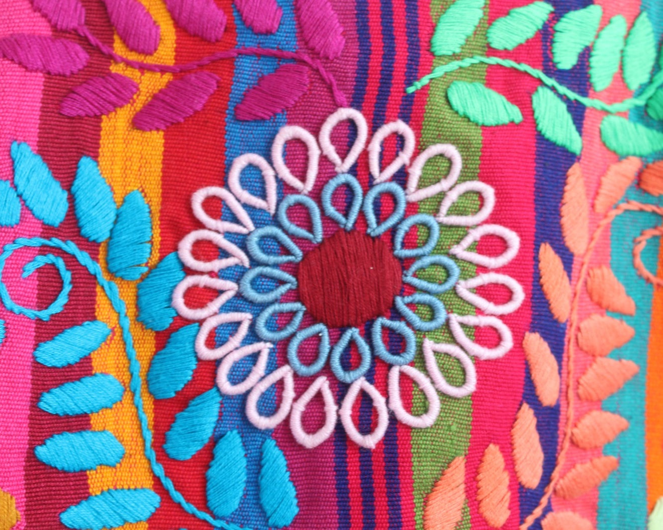 Top Flores Rococo Rosa Naranja Azul