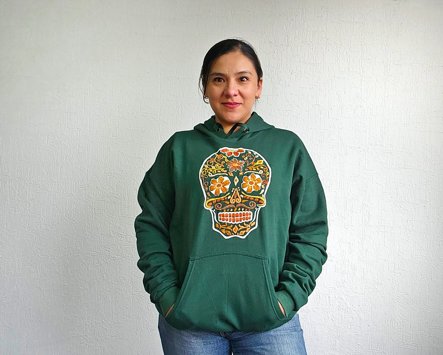 Sudadera 2XL Calavera Verde
