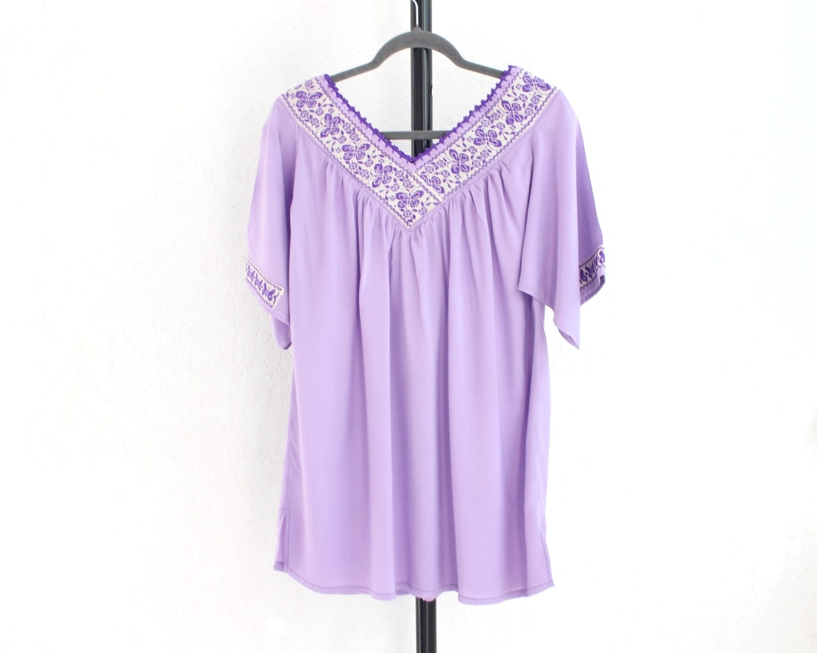 Blusa Cuello V Lila Mariposas