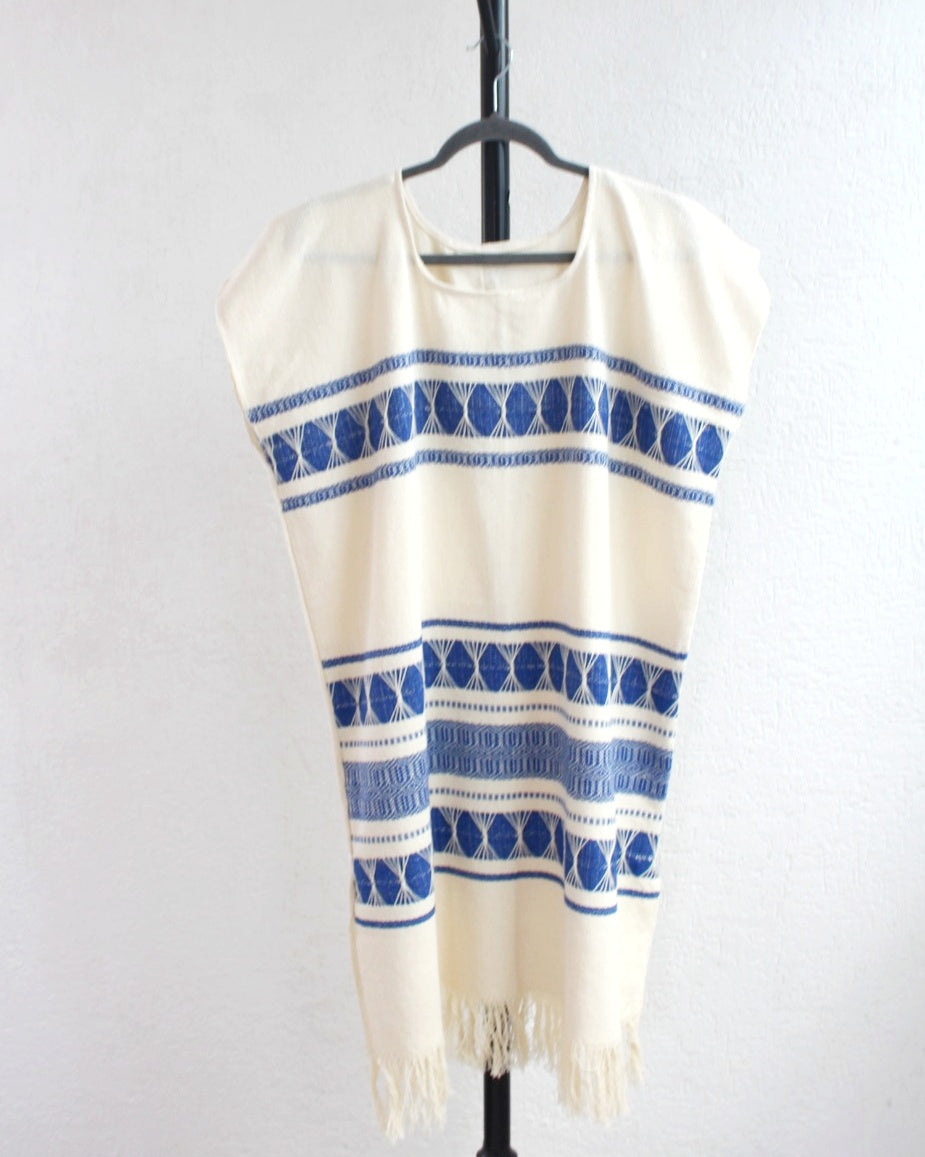 Huipil Largo Ali Natural Azul Rey XL XXL