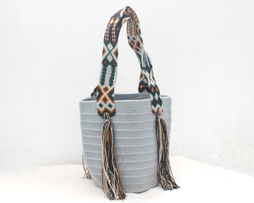 Bolso de mano Gris Verde Café