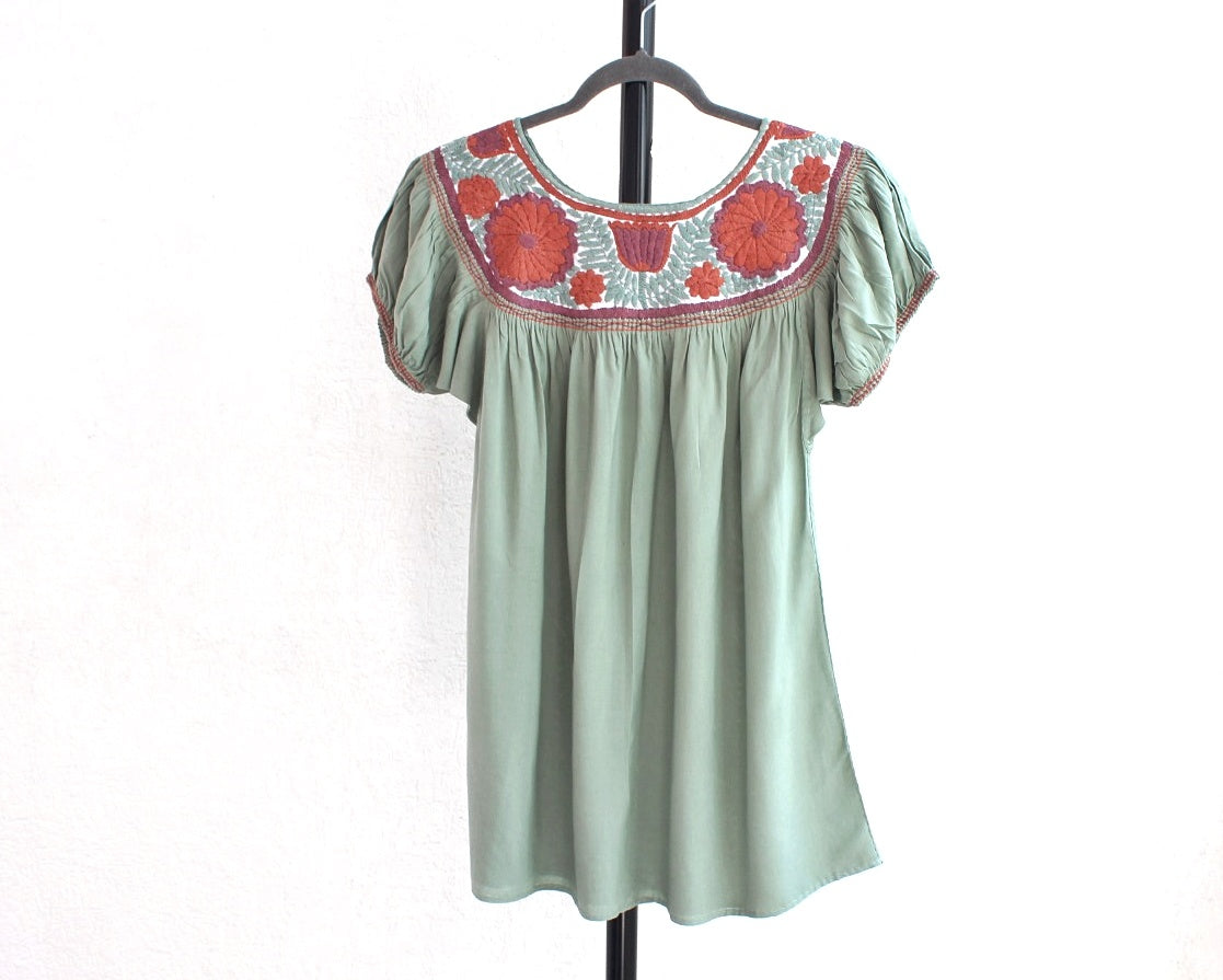 Blusa Aguacatenango Menta Naranja
