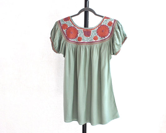 Blusa Aguacatenango Menta Naranja