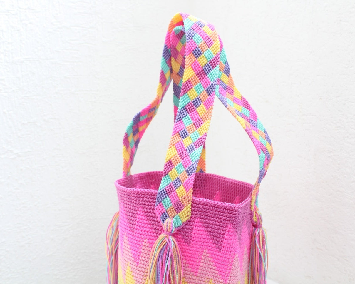 Bolso de mano ZigZag Rosa Amarillo Aqua