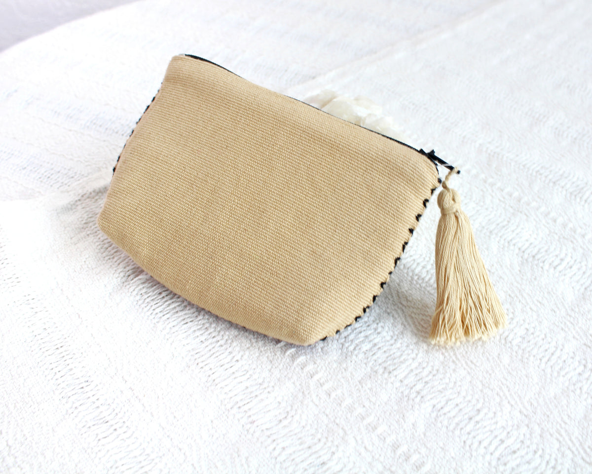 Monedero Flores Beige Rosa Negro