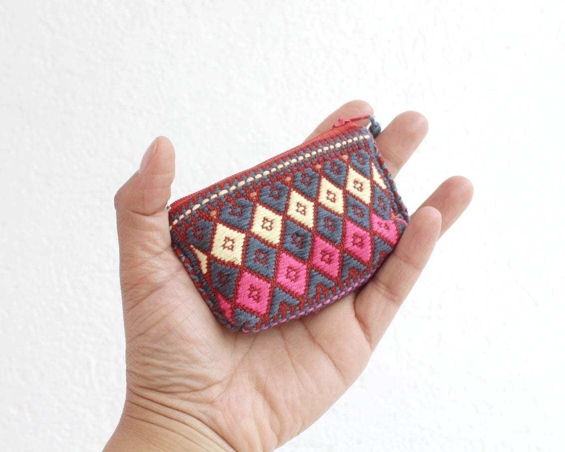 Mini Monedero Rombos Amarillo Rosa