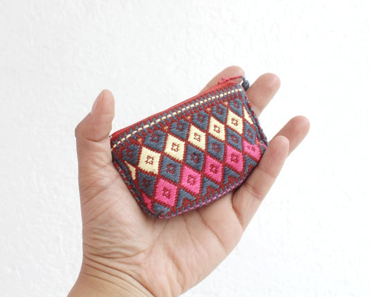 Mini Monedero Rombos Amarillo Rosa
