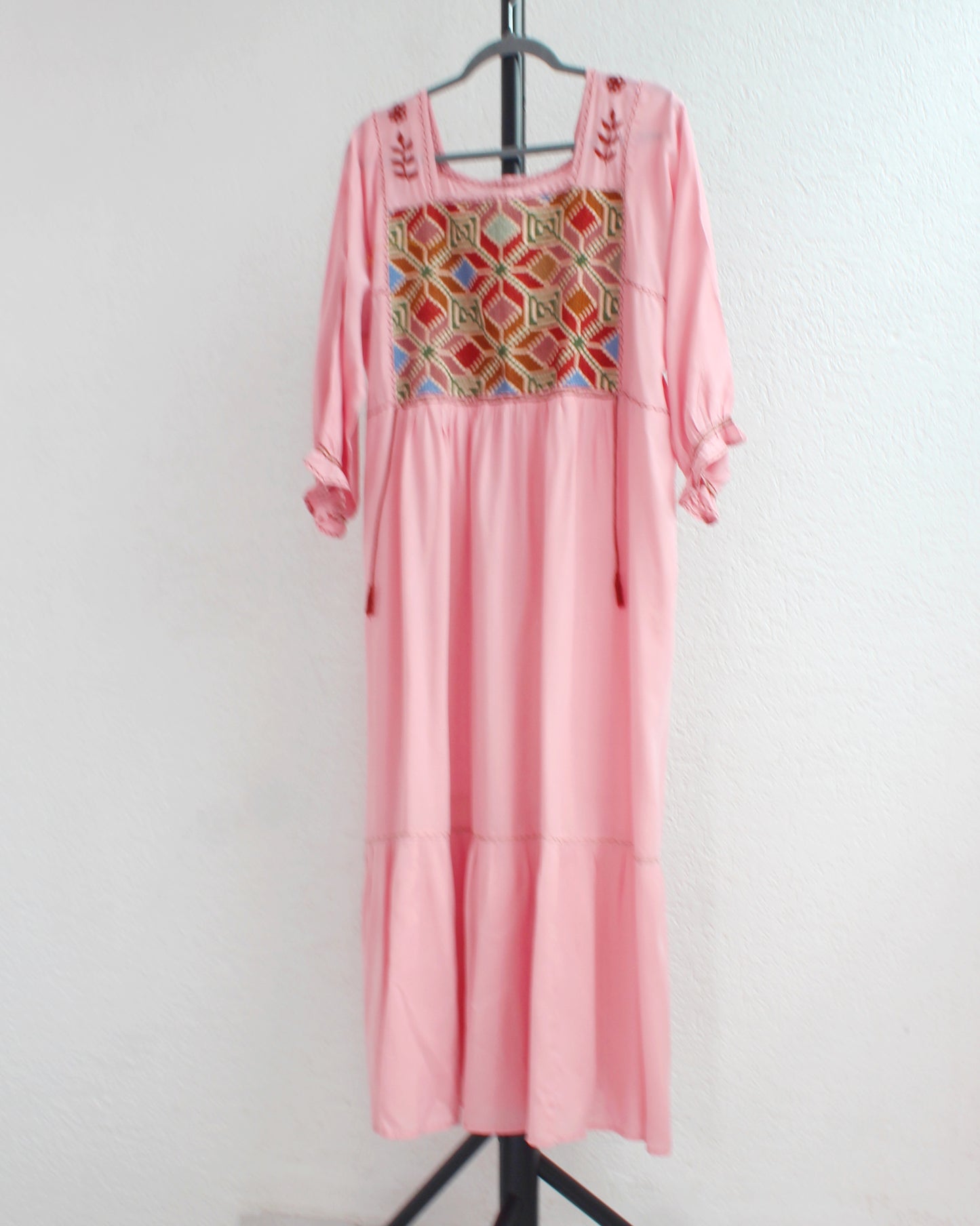 Vestido Julia Flores Manga  XL / XXL Rosa Café Verde