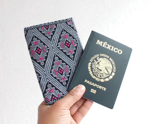 Porta Pasaporte Estrellas Gris Rosa