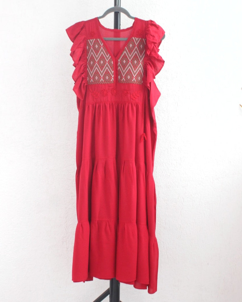 Vestido Antonia Rojo Beige 2XL