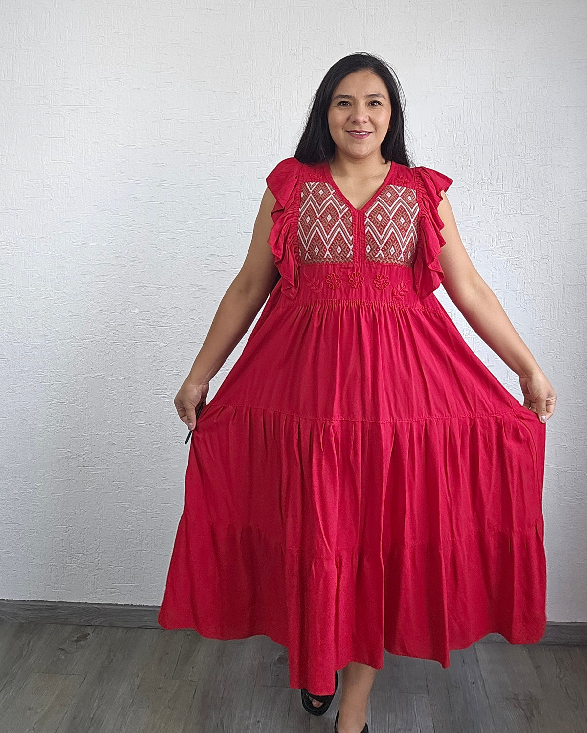 Vestido Antonia Rojo Beige 2XL