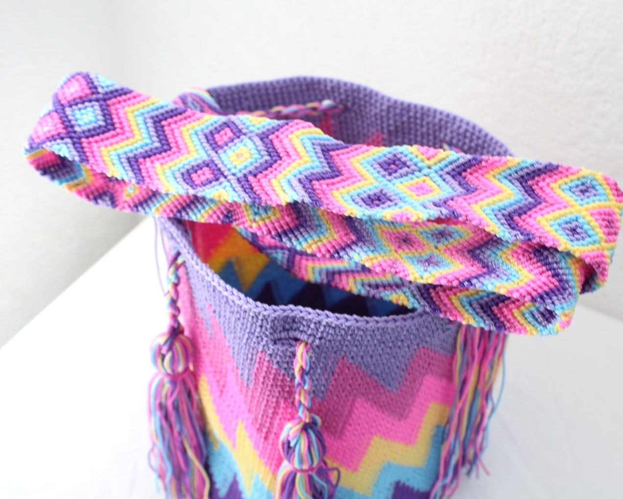 Bolso Morral ZigZag Lila Rosa Azul