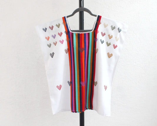 Huipil Corazones Blanco Colores