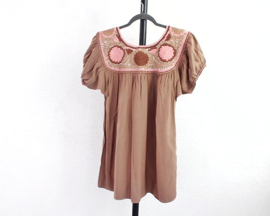 Blusa Aguacatenango Café Rosa