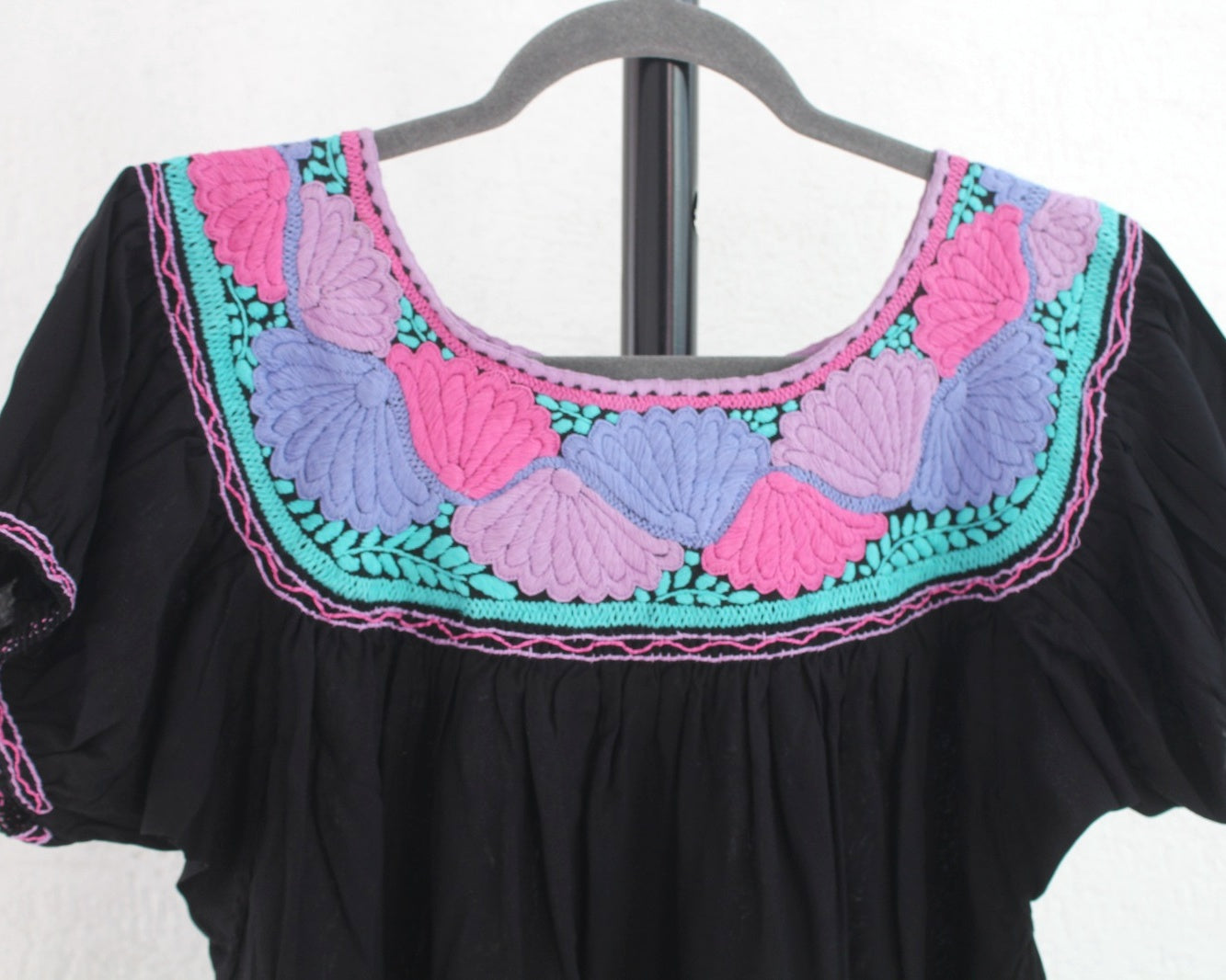Blusa Aguacatenango Negro Rosa Lila Turquesa