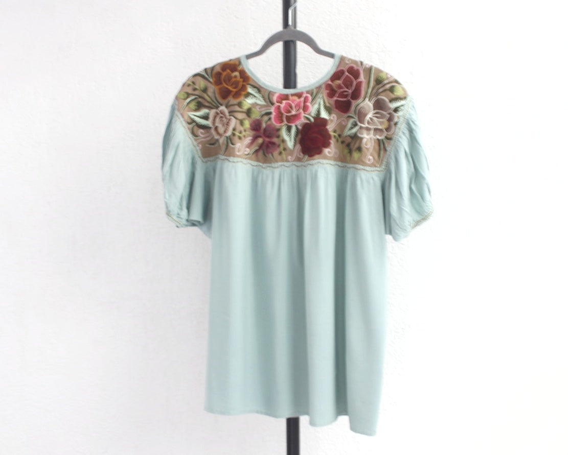 Blusa Abigail Flores Menta XXL
