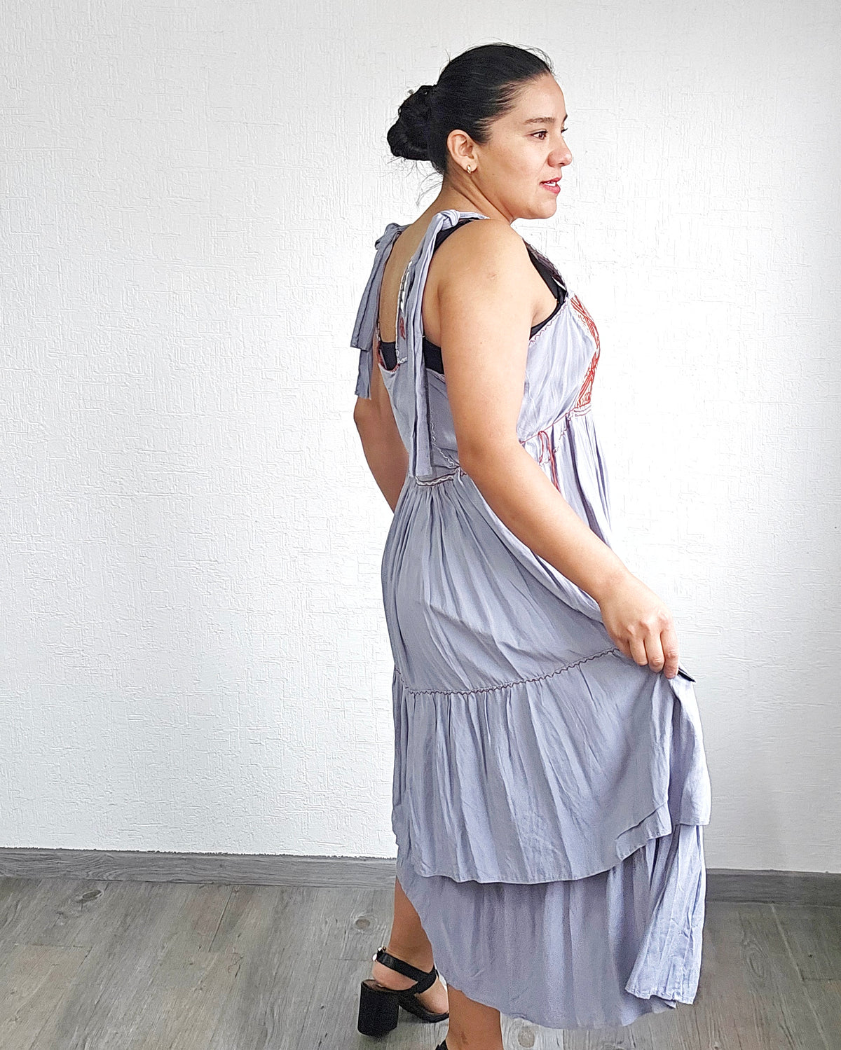 Vestido Fatima Telar Gris Café XL -XXL