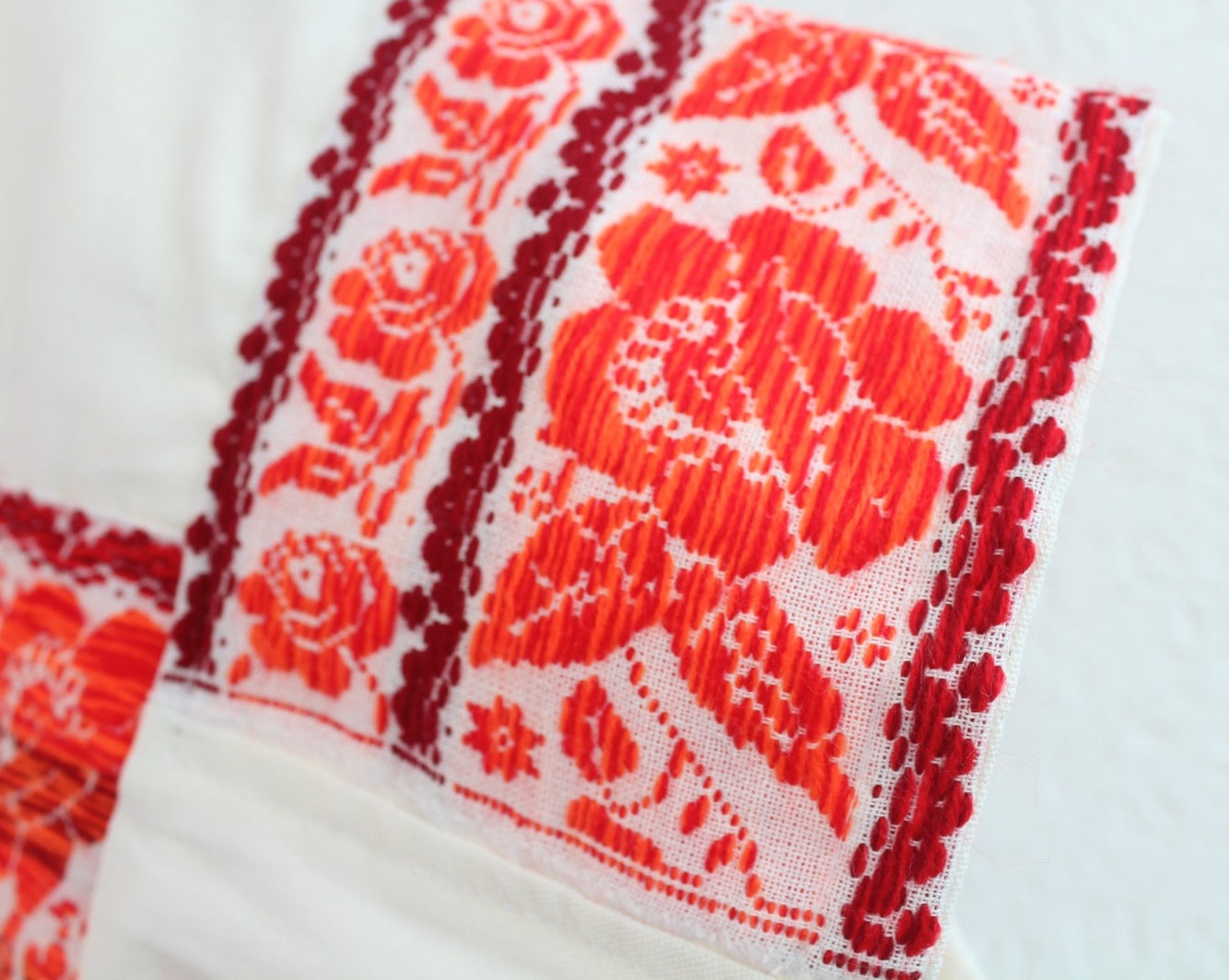 Blusa Tradicional Bordada Rosas Naranja M - L