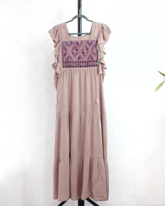 Vestido Josefina Beige Rosa Claro Unitalla