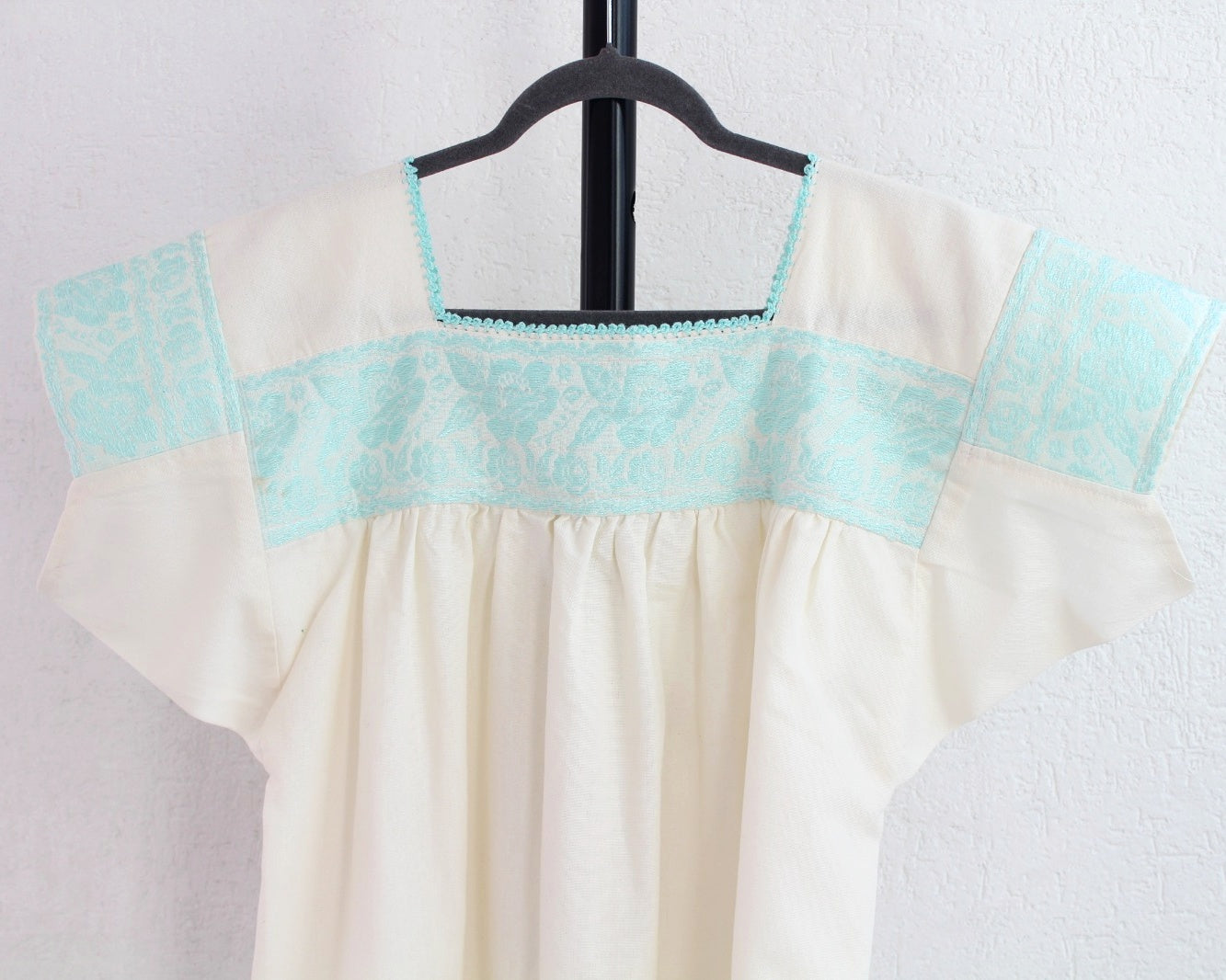 Blusa Tradicional Bordada Rosas Azul Claro L - XL