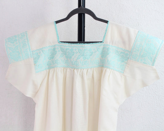 Blusa Tradicional Bordada Rosas Azul Claro L - XL