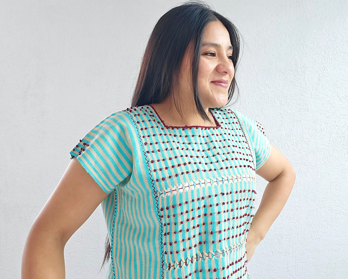 Huipil Nuditos Aqua Beige