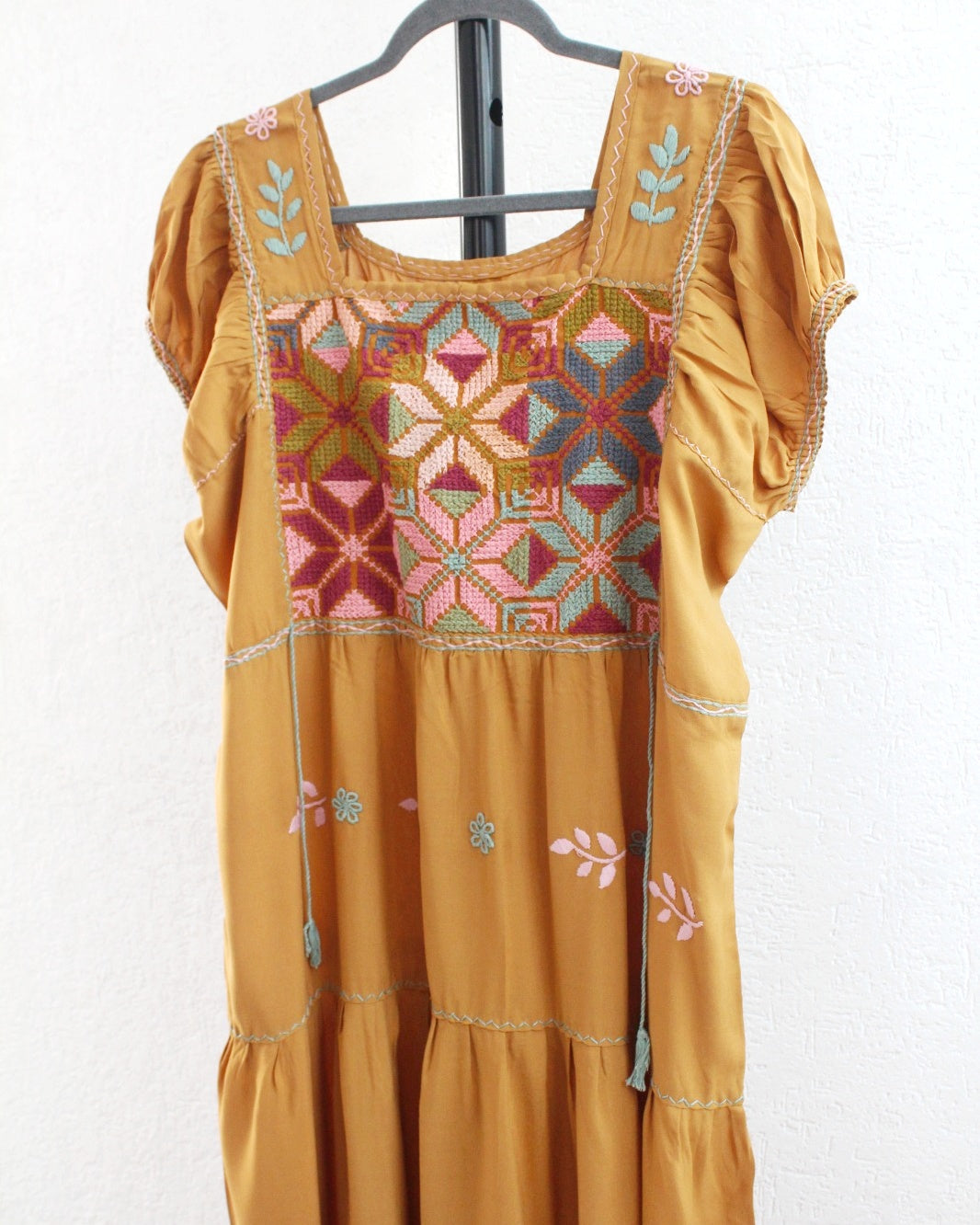 Vestido Maribel Flores Amarillo Mostaza L / XL