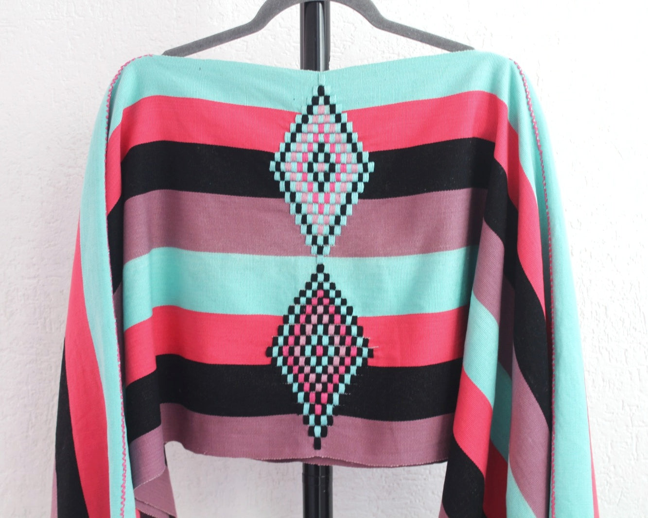 Jorongo Rombos Coral Turquesa Negro