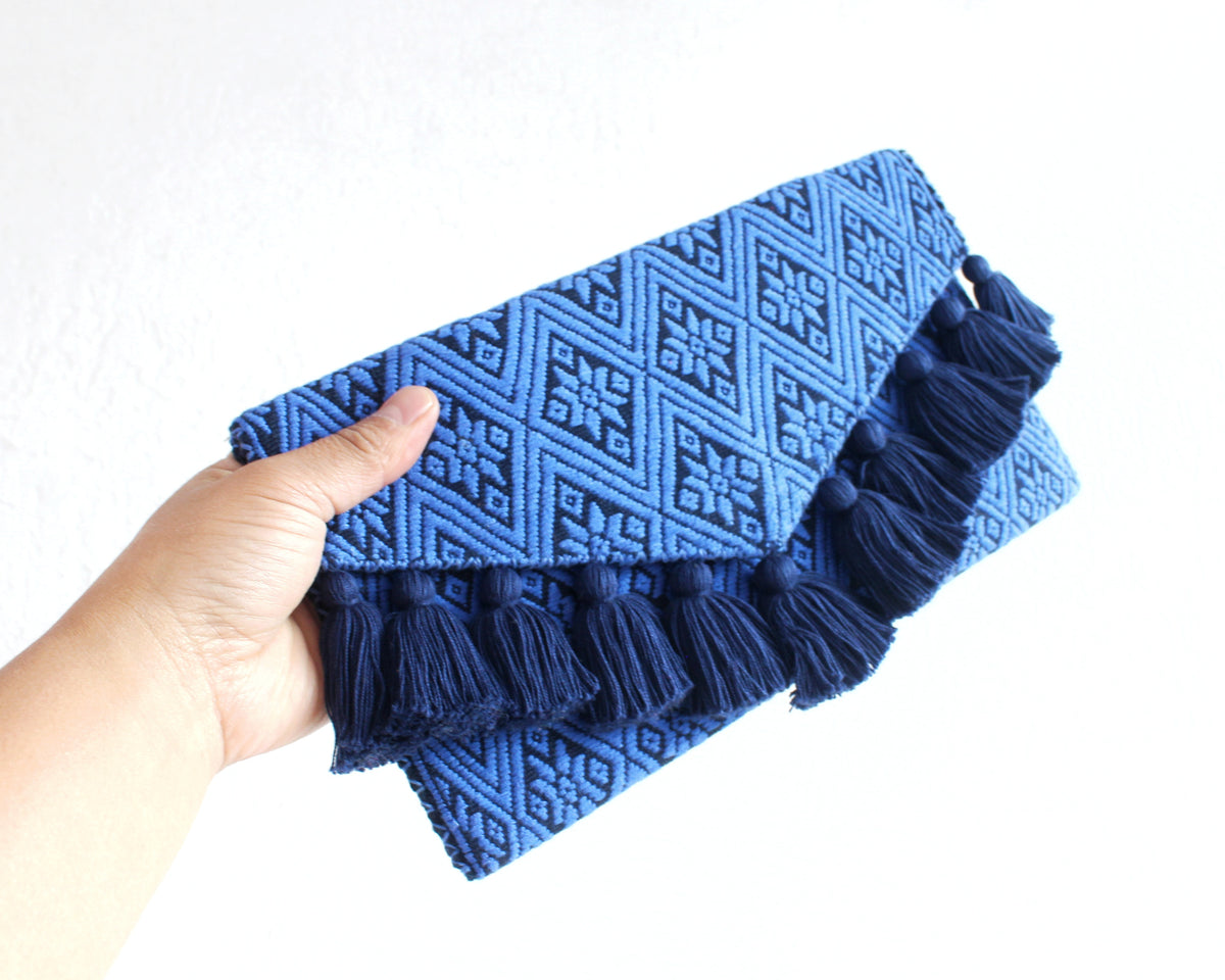 Clutch Artesanal Estrellas Azul