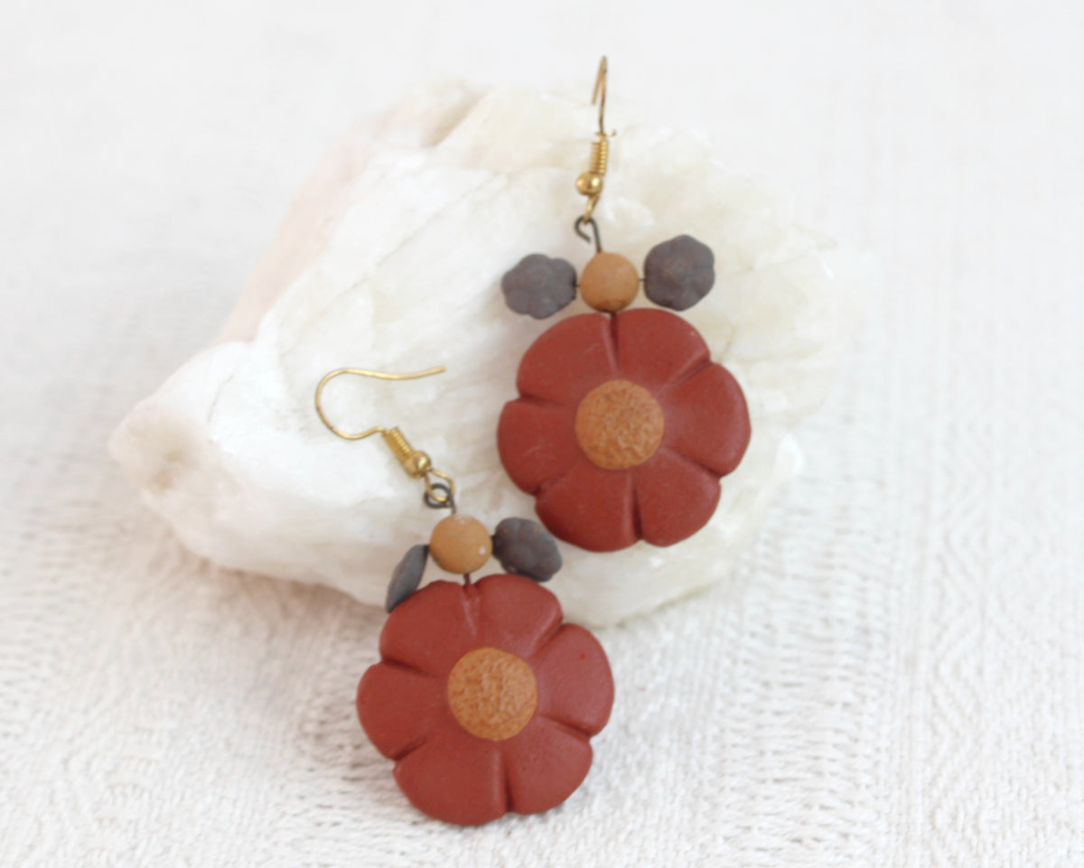 Aretes Ameyali Flores Rojo