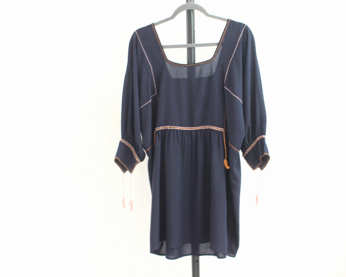 Blusa Julia Azul Marino Naranja L- XL