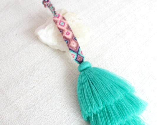 Campanitas con pulsera Turquesa Rosa