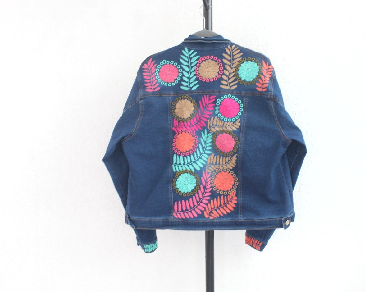 Chamarra Mezclilla 3XL Rococo Coral Turquesa Rosa