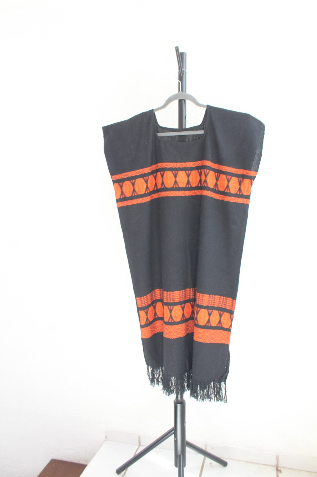 Huipil Ali Negro Naranja XL XXL