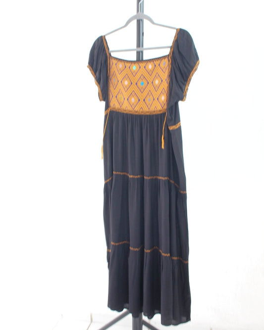 Vestido Gloria Negro Amarillo  S M L